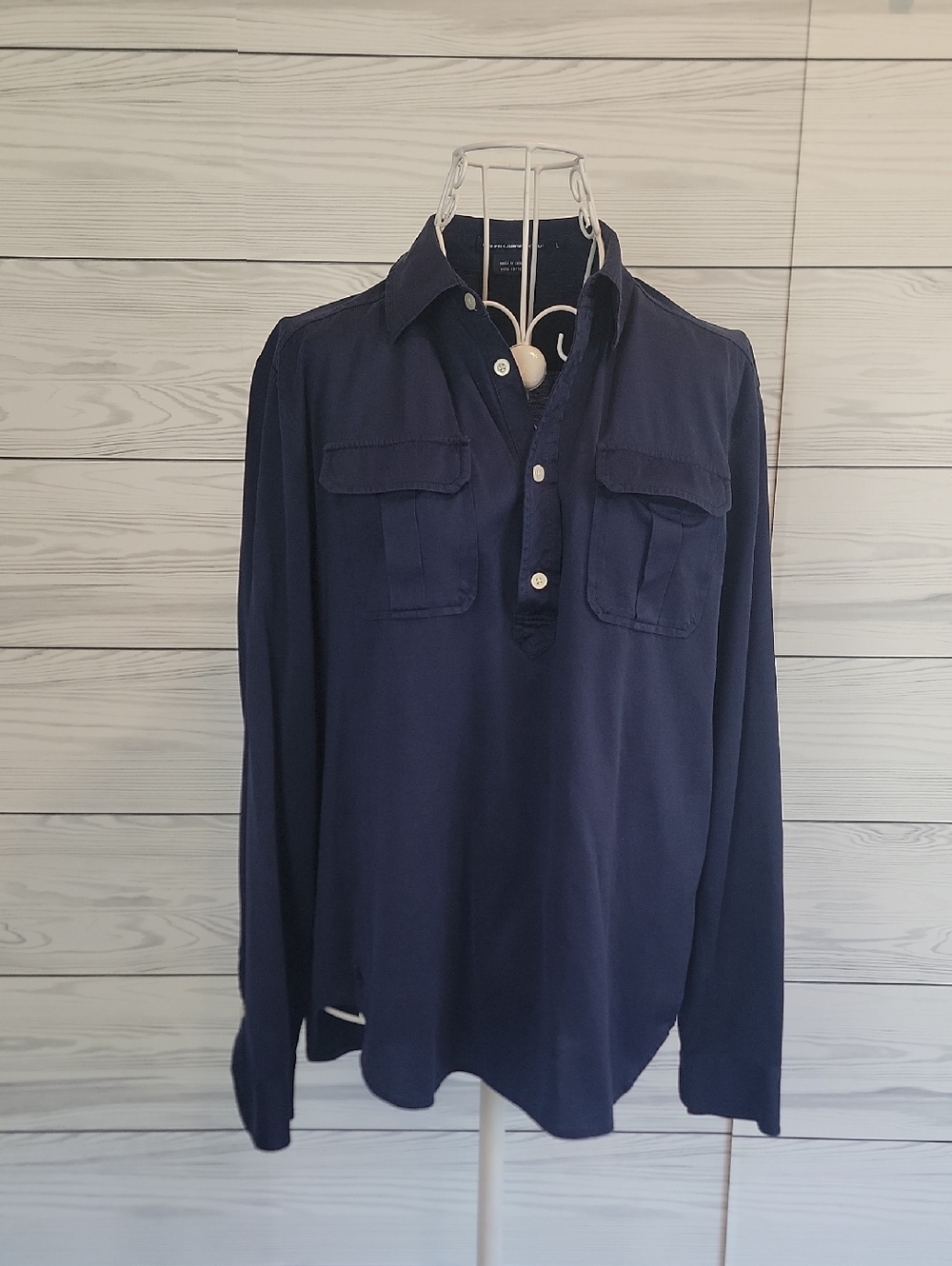 Ralph Lauren Golf Navy Long-Sleeve Popover Shirt Womens Size L